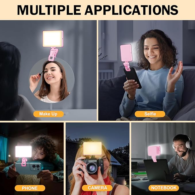 120 LED Selfie Light for iPhone, Portable Phone Light with Clip & Camera Tripod Adapter - 5000mAh Rechargeable, 3 Lighting Modes, CRI 97+ for Video Recording, TikTok, Tripod Mount Rings