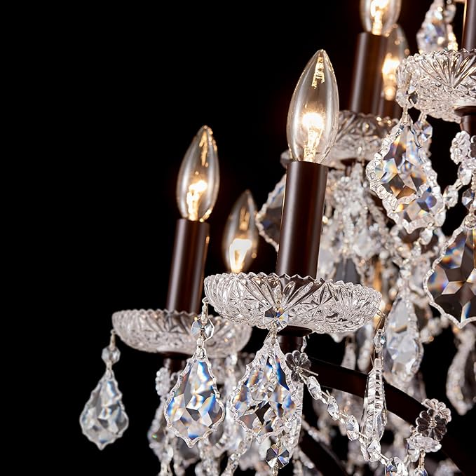 42 Lights Large Crystal Chandeliers for High Ceilings Maria Theresa Chandelier Light Fixture Vintage Chandelier for Foyer Hallway Entryway Staircase Brown 75" H x 49.2" D