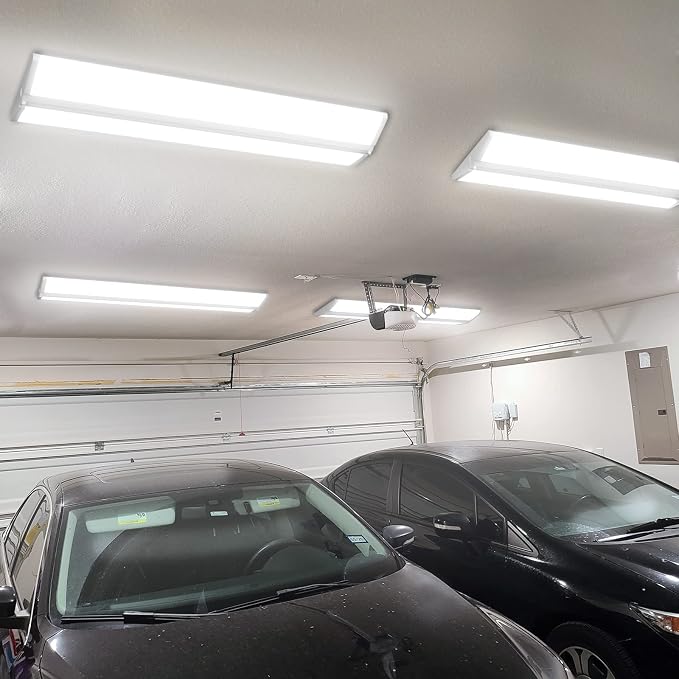ANTLUX 72W 4FT LED Wraparound Office Light Ultra Slim, 8000 Lumens, LED Garage Lights Flush Mount, 4000K, No Glare, 4 Foot Wrap Shop Ceiling Lighting Fixtures, Fluorescent Light Replacement