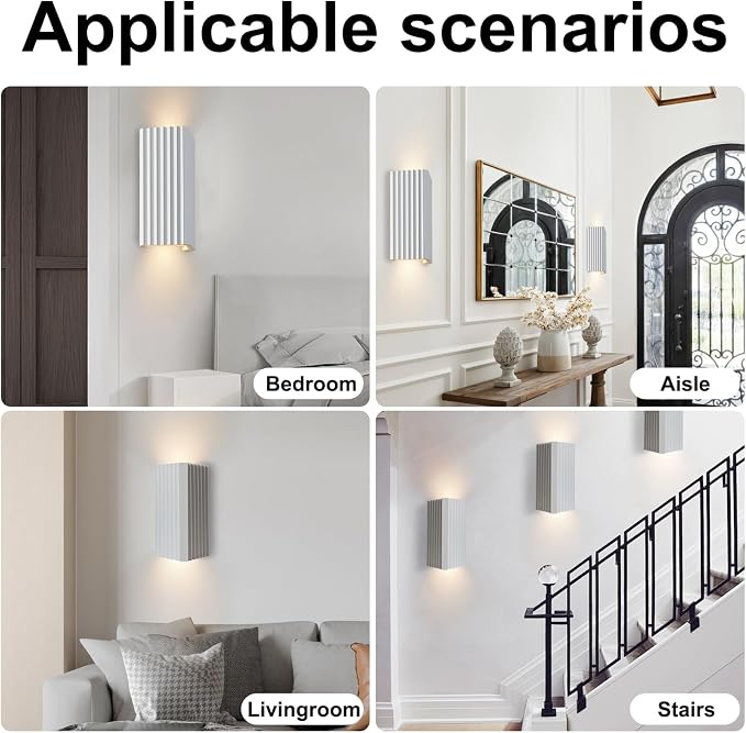 ZEROUNO LED Wall Sconce Indoor Wall Lights, White Hardwired Up and Down Wall Mount Light for Living Room Bedroom Hallway Corridor Stairs Warm White 3000K (with Replacement G9 Bulbs)