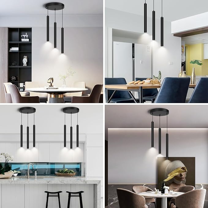 Modern 3-Light Pendant Light Fixtures Round Pendant Lights Kitchen Island LED Minimalist Pendant Lighting Fixture for Kitchen,Dinning Room,Bedroom,Hallway,Bar
