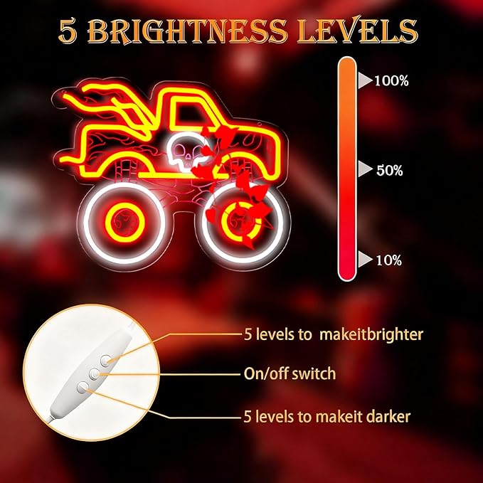 AHlove Truck Neon Sign for Wall Decor，LED Neon Lights for Game Room、Man Cave，Birthday、Christmas Gifts for Teen Boys and Girls
