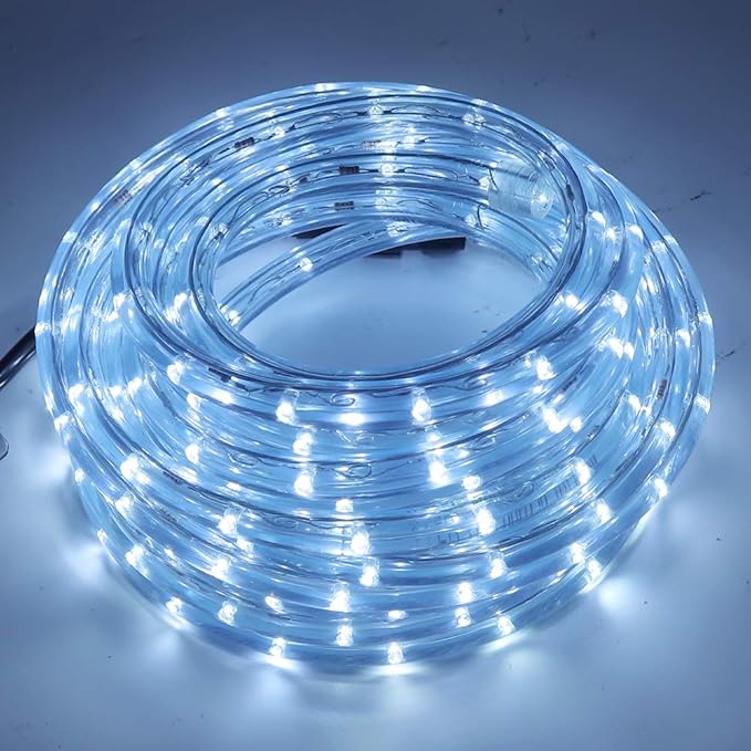33ft 2-Wire Waterproof LED Rope Light Kit,110V-120V PVC 30 LED/M Tube Lights Strip for Background, Outdoor, Christmas, Home Decoration(White)