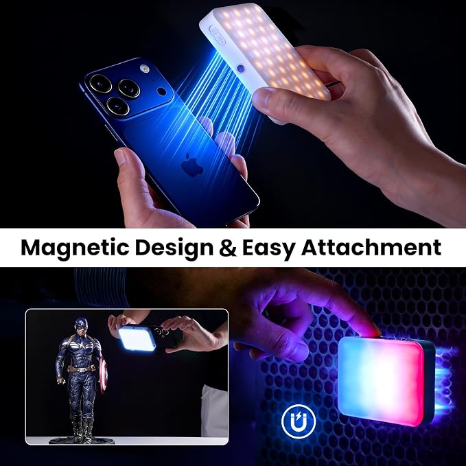RGB Video Light, 100 LED Portable Camera Light, 360° Full Color Photography Lighting, 2700-7500K CRI 95+, 13 Light Modes for Phone, DSLR Video Recording, Vlog, YouTube Game Live Streaming