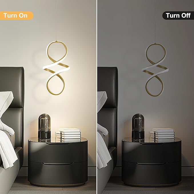 MAYNA Spiral Kitchen Island Pendant Lights, 4000K Modern Led Chandelier Light Fixture, 18W Adjustable Hanging Light Fixtures for Kitchen Island Dinning Room, 3 Pack (Gold)