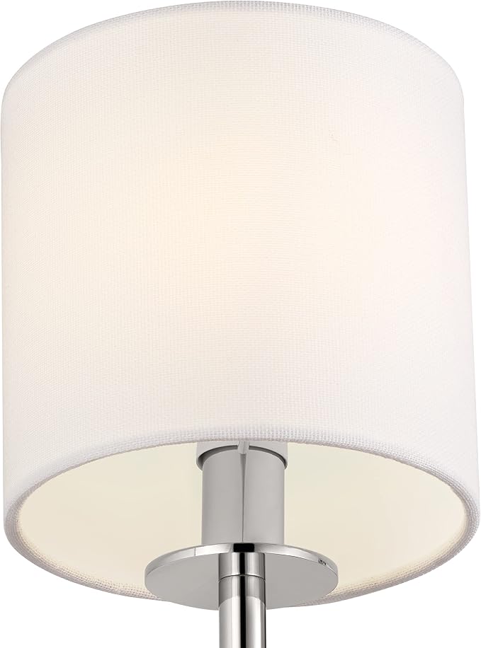 Kichler Ali 1 Light Wall Sconce in Polished Nickel with White Fabric Shade for use in Bathrooms, Bedrooms, Kitchens, Dining Rooms and Hallways, 52505PN