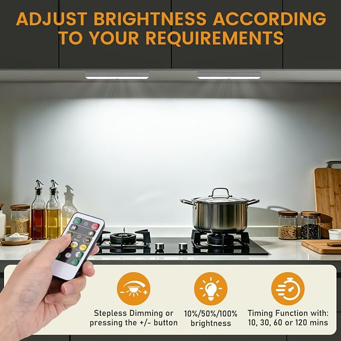 Racokky Under Cabinet Lighting with Remote, Motion Activated RV Step Light | with Charge Stand, 3 Pack 30LEDs Rechargeable, 3 Color Temps, Dimmable, Magnetic, for Closet Kitchen Wardrobe Stair Motorhome