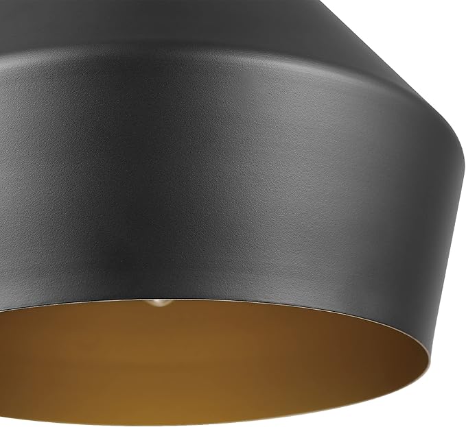 Globe Electric 65841 Amara 1-Light Pendant Lighting, Matte Black, Gold Interior, Bulb Not Included