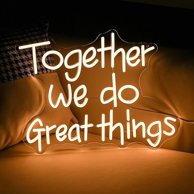 Together We Do Great Things Neon Sign Dimmable Inspirational Neon Light Signs Wall Art Decor for School Home Office Positive Classroom Decor USB Neon Light 16.5 * 12.6 IN