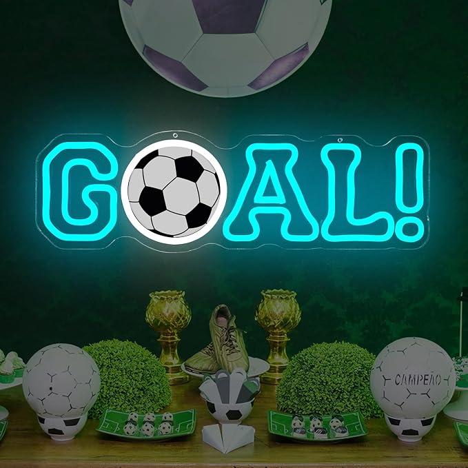 Soccer Neon Sign for Wall Decor Goal Led Sign World Cup Neon Light Soccer Party Decorations Dimmable 2026 Football Championship Light Up Signs for Football Theme Party Man Cave Bar Club Gift for Fan
