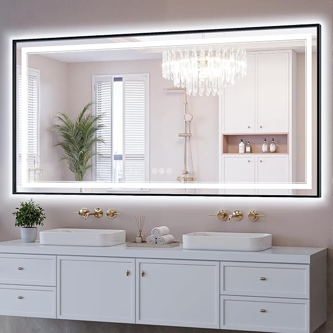 30"x60" LED Bathroom Mirror with Lights, Front & Backlit, Anti-Fog | Lighted Mirror with Dimmable, Aluminum Frame, 3 Color Temperature, CRI 90+, Touch Control with Memory, HD Tempered Glass