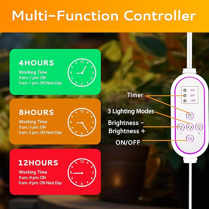 210 LED Grow Lights for Indoor Plants Full Spectrum, LED Plant Light with Stand, Adjustable Height, Plant Grow Lights with Auto 4/8/13/H Timer for Indoor Tall Plants.