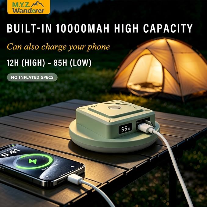 Tent Lights & Canopy Lights, Camping Lantern/Lamp, Rechargeable LED Camping Light, 4500LM 4 Modes Dimmable, 10000mAh Magnet Flashlight for Emergency & Power Outages, Battery Powered Outdoor Lights