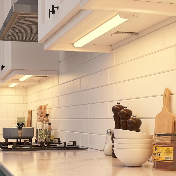 GETINLIGHT 30-Inch Hardwired Only LED Under Cabinet Light, 5-CCT Selectable | Choose from 2700K, 3000K, 4000K, 5000K, or 6000K. Dimmable with a matte white finish. ETL Listed. Model: IN-0201-14-WH-5C