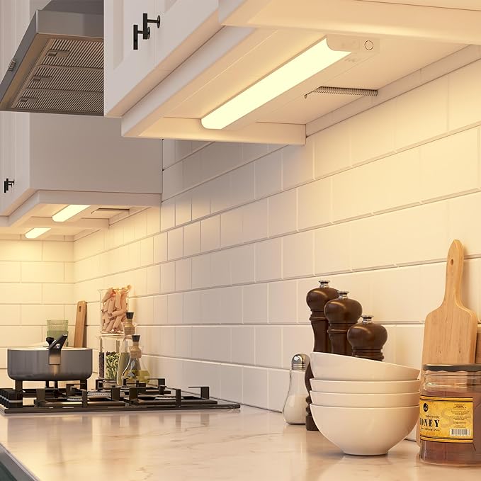 GETINLIGHT 18-Inch Hardwired Only LED Under Cabinet Light, 5-CCT Selectable | Choose from 2700K, 3000K, 4000K, 5000K, or 6000K. Dimmable with a matte white finish. ETL Listed. Model: IN-0201-12-WH-5C