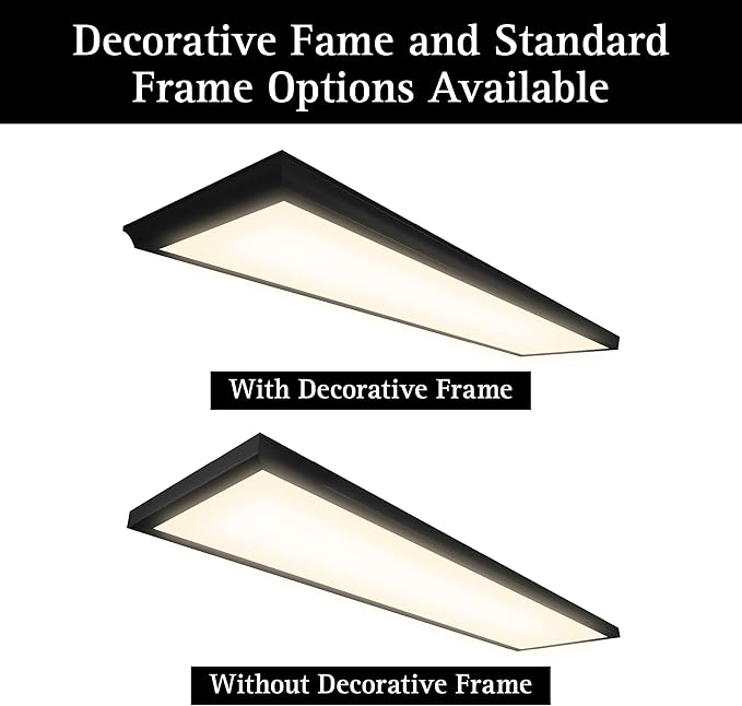 Ultralux Framed 1x4 Surface Mount LED Panel Dimmable 5CCT Matte Black 1Pk | 4000 lumens, 120-degree beam, CRI>80, 48.5 x 12.5 x 1.2 in, aluminum, fits junction boxes, over 50,000 hours