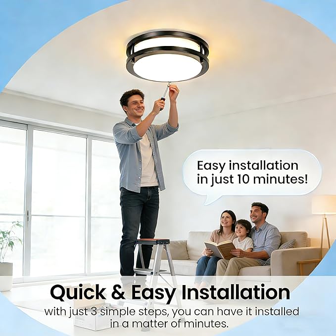 Drosbey 36W Dimmable Ceiling Light Fixture, Flush Mount Light Fixture, LED Ceiling Lights for Bathroom, Bedroom, Kitchen, Super Bright 4000 Lumens, 400W Equivalent, 5000K Daylight, UL Listed