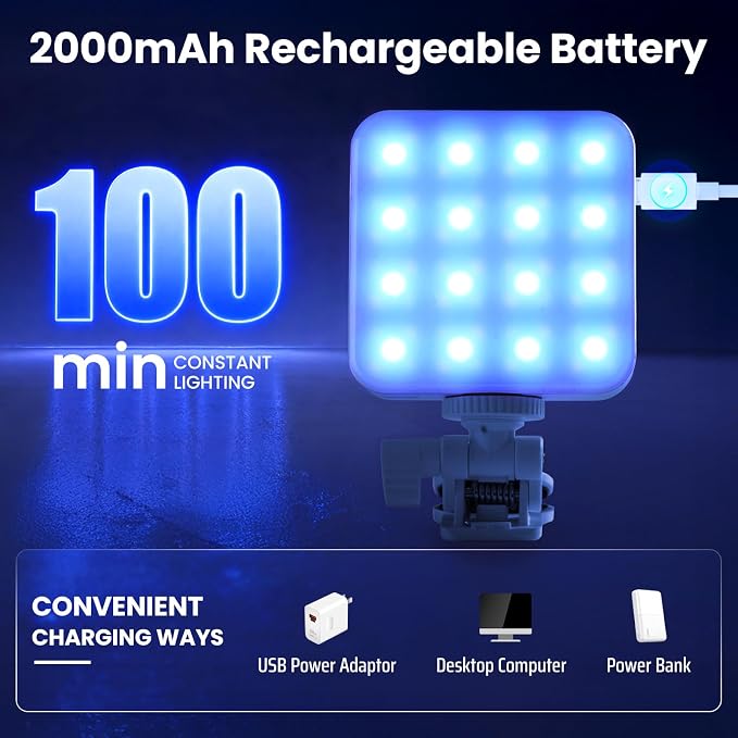 RGB Video Light, 80 LED Portable Camera Light, 360° Full Color Photography Lighting, 2700-7500K CRI 95+, 13 Light Modes for Phone, DSLR Video Recording, Vlog, YouTube Game Live Streaming
