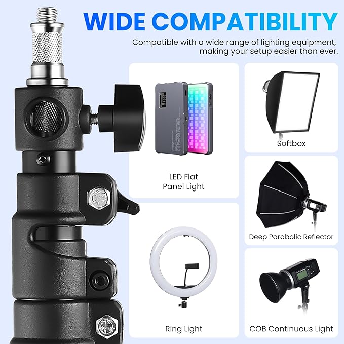 Ring Light Wall Mount with 45.7" Adjustable Boom Arm - Professional 360° Rotation Studio Photography Light Stand - 12lb/5.4kg Load Capacity for Salons, Makeup, Photography and Video Recording