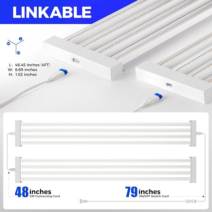 Barrina TX-L84 4FT LED Grow Light, 168W (2 x 84W), 4 Panels Wider Coverage | Full Spectrum with 730nm IR LEDs, High PPFD, Linkable to 4, Hanging for Plant Lights Indoor, Greenhouse, Seeding, 2 Packs