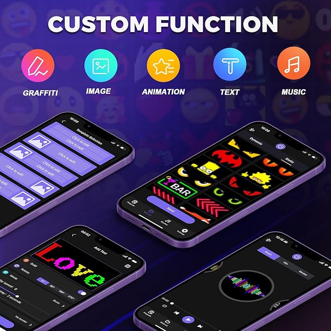 Devil Eyes Light for Cars, 10.6"×4.7" Ultra Thin LED Soft Screen Bluetooth APP Control, Dynamic Double Row LED Display Panel, Custom Text Animation Eyes for Car Windshield