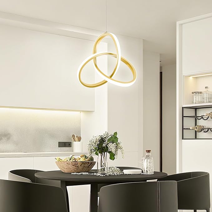 MAYNA Spiral Kitchen Pendant Lighting, 4000K Modern LED Pendant Lighting, 18W Adjustable Height Island Light Fixture for Kitchen Bedroom Kitchen Island Cafe, 1 Pack (Gold)