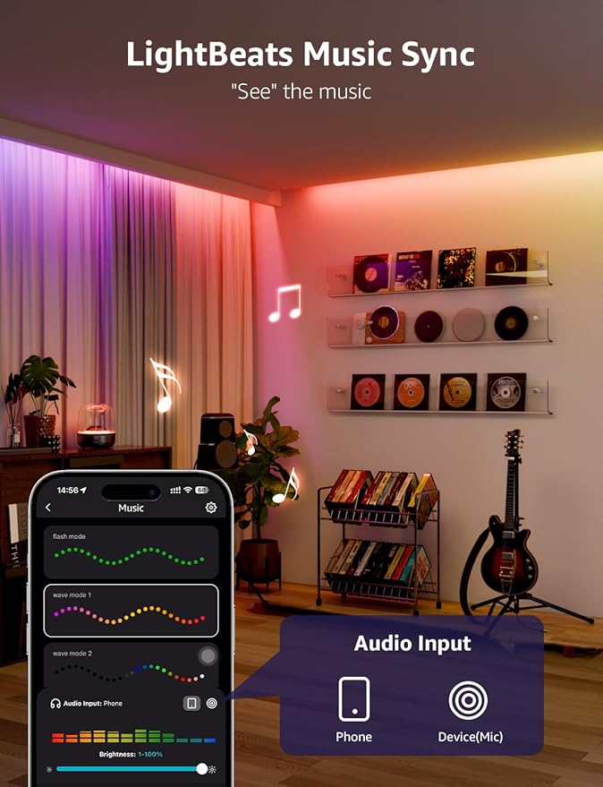 Lepro S2 AI Smart LED Strip Lights 32.8FT RGB+CCT WiFi Bluetooth for Room | 2700K-5700K tunable white,AI lighting designer,Rainbow chasing effects,Music sync,Color segment control,Smart scenes,Bedroom