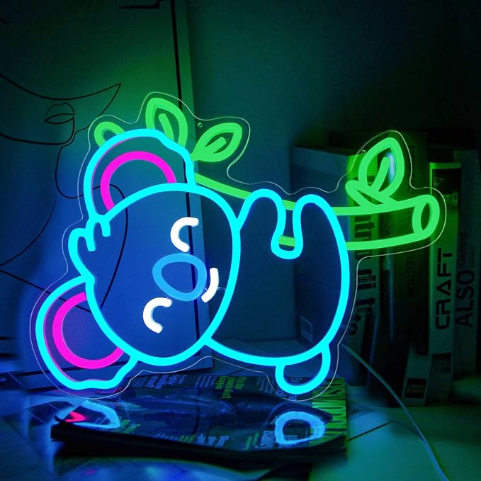 Koala Neon Sign Dimmable LED Animal Neon Sign for Kids Room Wall Decor | Cute Koala Design Creates a Cozy Atmosphere for Nursery Baby Room Playroom Bedroom Office Animal Theme Decorations Gift Ideas