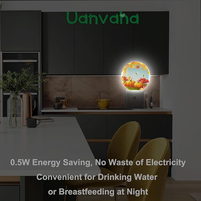 Autumn Night Light Thanksgiving Harvest Fall Maple Leaves Dragonfly Nightlights Auto On/Off Dusk to Dawn Plug-in Nightlights for Home Bedroom Living Room Bathroom