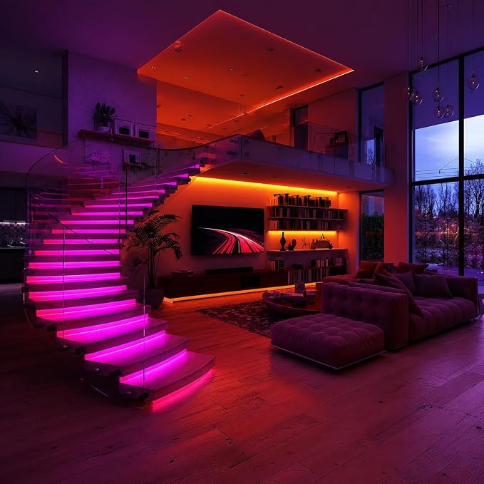 LED Strip Lights 24V COB Pink Dimmable LED Lighting 16.4ft (Kit) | Bright, Dotless High Density 7.2/m, 8mm Width Cuttable Flexible, Home DIY Commercial Decoration