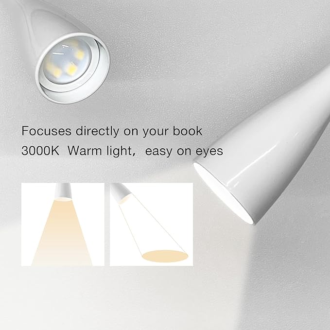 Wall Reading Light for Bed, Book Light with CRI 95+ for Eye Care, 4 Color Modes, 5 Dimmable, 2A USB Output, Memory Function, 4-Hour Auto Off, 360° Swivel Head Bed Headboard Reading Lamp White