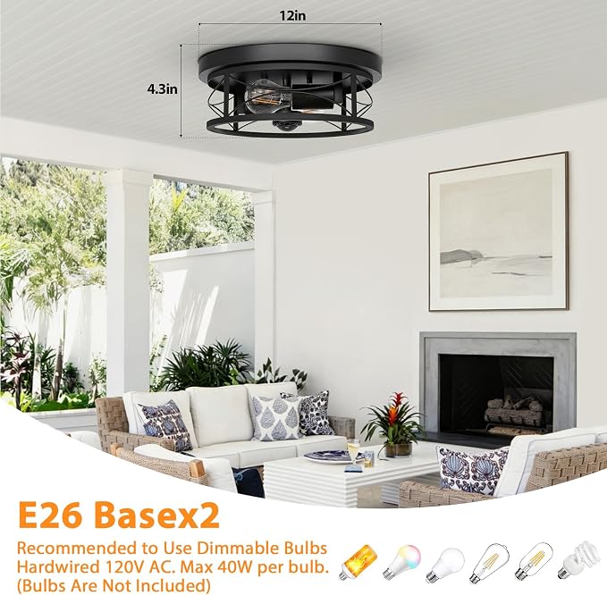 Motion Sensor Outdoor Ceiling Light, Dusk to Dawn Flush Mount Light Fixture | 3 Smart Lighting Modes, Upgraded Motion Sensor with 360° PIR Detection for Outside Patio Hallway Driveway Garage Exterior