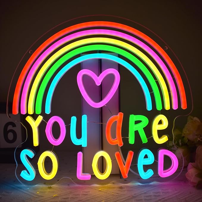 You Are so Loved Neon Sign Rainbow LED Light for Bedroom Wall Decor, Dimmable Colorful Neon Sign for Kids Room, Playroom, Nursery, Dorm, Party Decorations & Gift Ideas