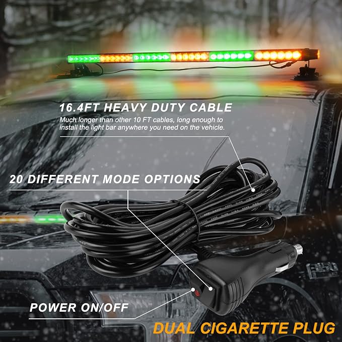ASPL 38.5" 78 LED Strobe Light Bar Double Side Flashing High Intensity Emergency Warning Flash Strobe Light with Magnetic Base for Safety Construction Vehicles Tow Trucks Pickup (Amber/Green)