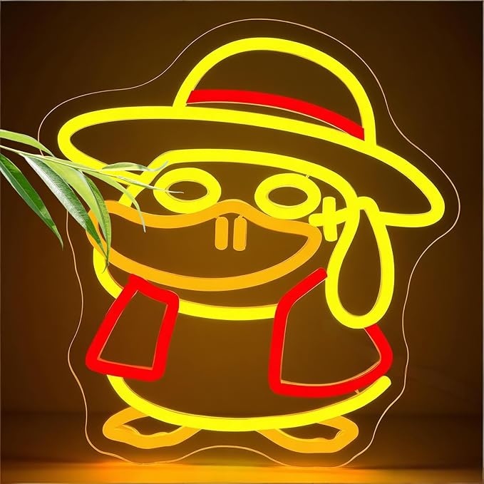 Duck Neon Sign for Wall Decor Cartoon LED Light for Man Cave | Dimmable cartoon duck neon light, bedroom, club bar dorm decor, birthday gifts for kids, size 13.7*12.5 in
