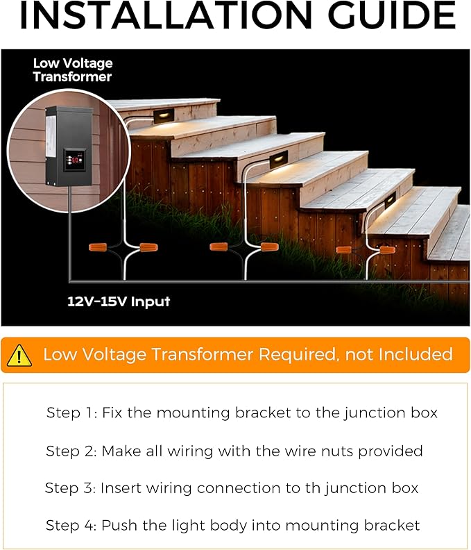 CLOUDY BAY 12V Low Voltage 3 Color Indoor and Outdoor LED Step Light,3000K/4000K/5000K Deck Lights,Stair Light,Wet Location,Black(Low Voltage Transformer is Required)