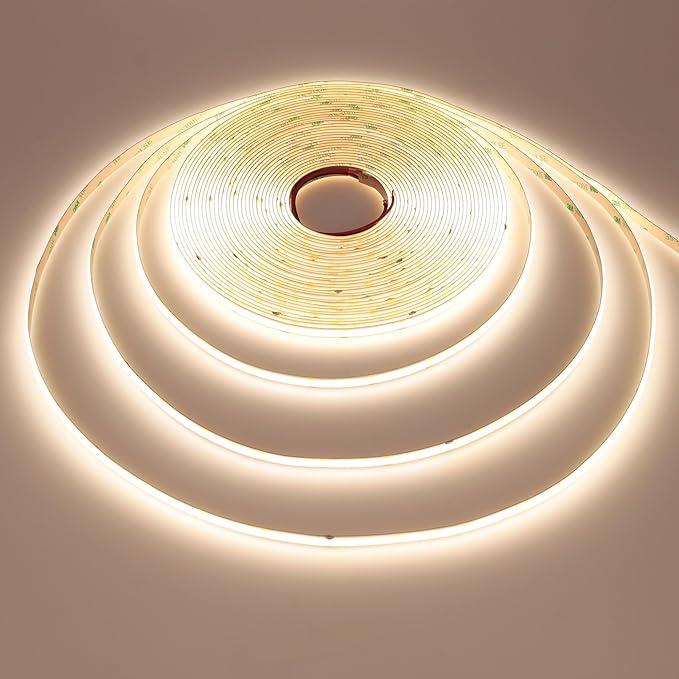 49.2ft/15M 24V COB LED Strip Light Natural White 4000K 5760LEDs CRI 93+ 11000lm Uniform Glow IP20 Not Waterproof Flexible LED Tape Lights for DIY Cabinet Bedroom Home Decor(No Power Supply)
