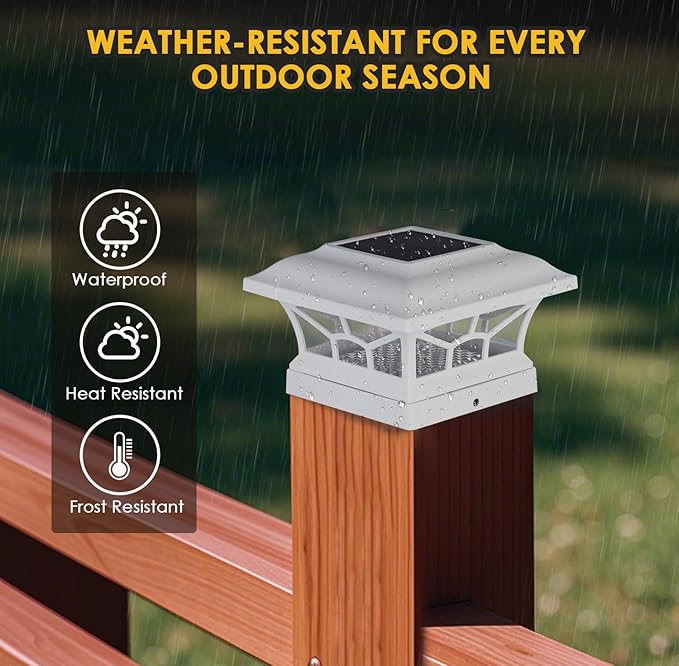 4 Pack Solar Post Cap Lights Outdoor Waterproof, Fits 4x4, 5x5, 6x6 Wooden & Vinyl Fence Decks, Edison LED Bulb with Warm & Cool White Light Modes (Classic White, 4)