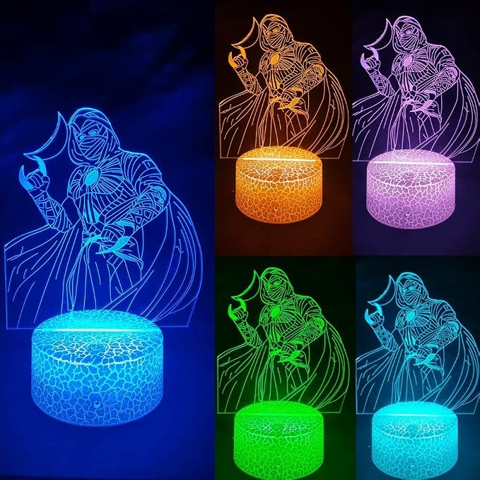 3D Night Light, 16 Color Changing Cartoon USB Desk Lamp Illusion Lighting with Remote Control for Home Decor Gift for Kids | Marc Spector;Survivors;4 modes;gamer present;esport decor;collectible lamp;game room;holiday birthday gifts