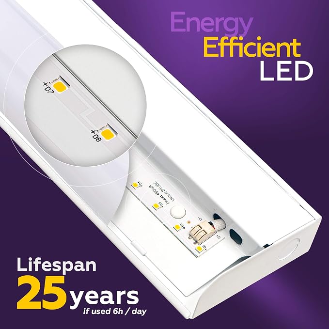 Hardwired LED Under Cabinet Task Lighting - 12 Watt, 18", Dimmable, CRI>90, 5000K (Day Light), Wide Body, Long Lasting Metal Base with Frost Lens
