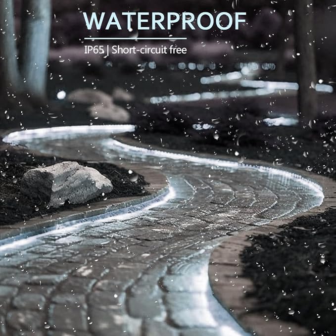 50FT Waterproof LED Rope Lights Outdoor - 450 LED Bright White Connectable, Flexible Tube Lighting for Pool, Patio, Garden, Bedroom & Christmas Party Decor