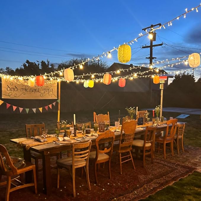 6Pcs Paper Lanterns Chinese Japanese Colorful Hanging Paper Lanterns with LED Lights 8inch Oval Decorative Asian Lanterns Lamps with Tassel Stick for Wedding Birthday Festival Party Decorations
