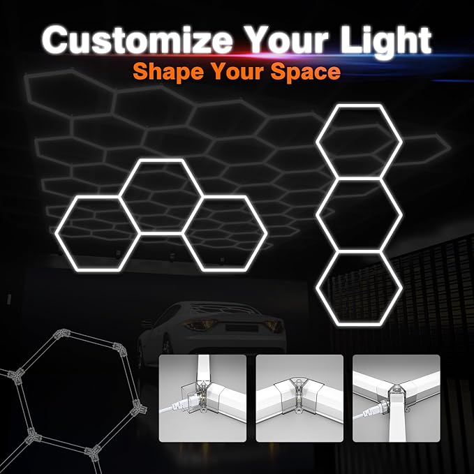 Hexagon Garage Lights, 3-HEX