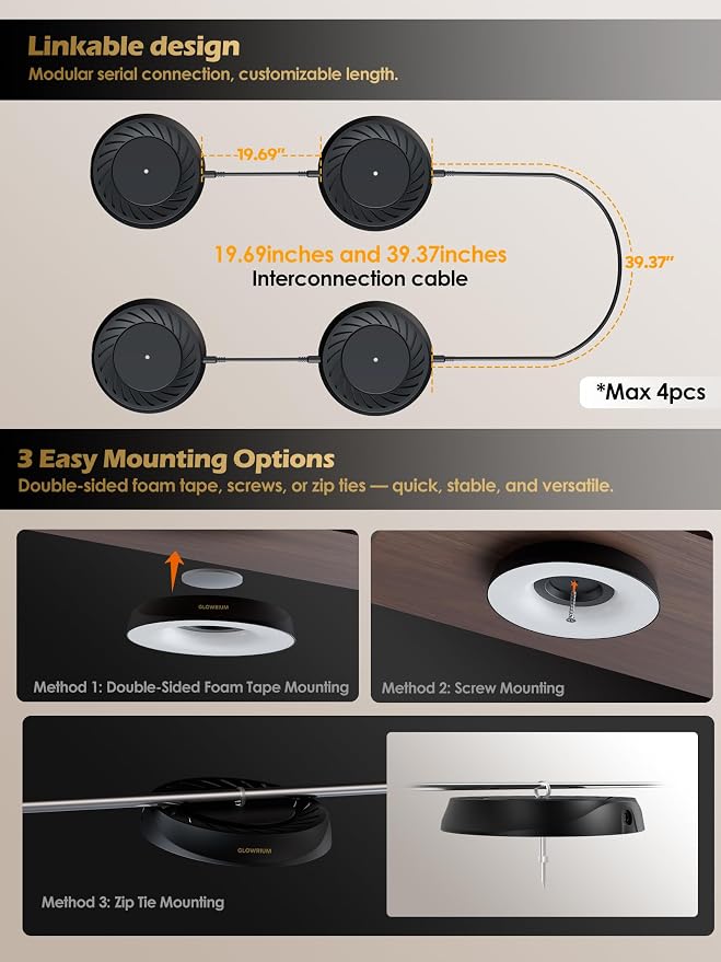 Smart Full Spectrum LED Grow Light for Indoor Plants (Black 4PCS) | 32W LED Grow Lights with Auto Timer, Stepless Dimming Plant Light, APP Plant Assistant with Watering Reminder, Modular Design