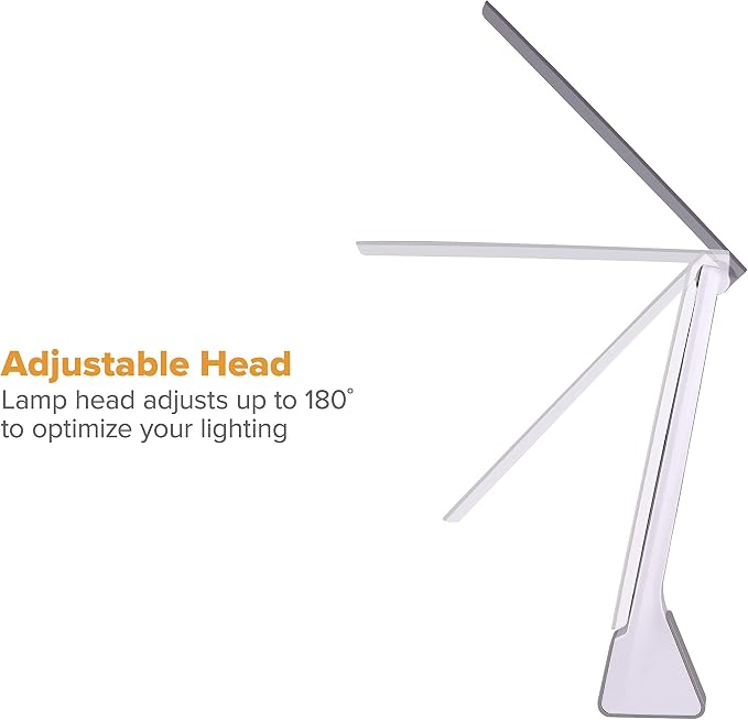 Bostitch Office Rechargeable Battery Led Desk Lamp, 3 Color Temperatures, Flip Open, Gray (KT-VLED1810-GRAY)