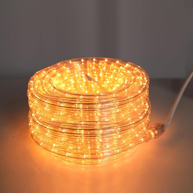 Vigdur LED Rope Lights Outdoor, 18FT 216 LEDs Warm White Rope Lights | Connectable And Flexible Clear Tube, IP65 Waterproof, Christmas Rope Lights for Patios Gardens Parties And Christmas Décor