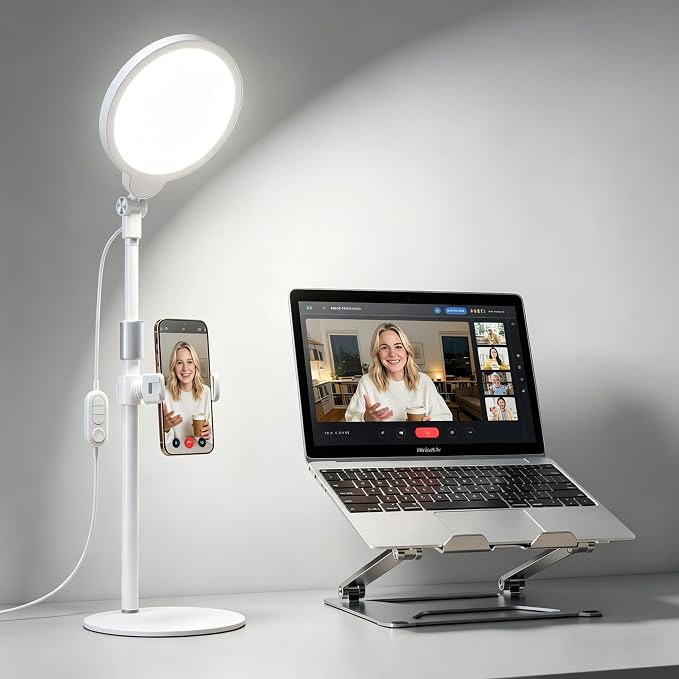 7" Ring Light with Stand for Desk, 30 Modes for Video Conference Lighting | Zoom Lighting for Computer, Adjustable Desk Light for Video Recording, Calls, Podcast, Stream, 3000K-6500K, CRI 97.8