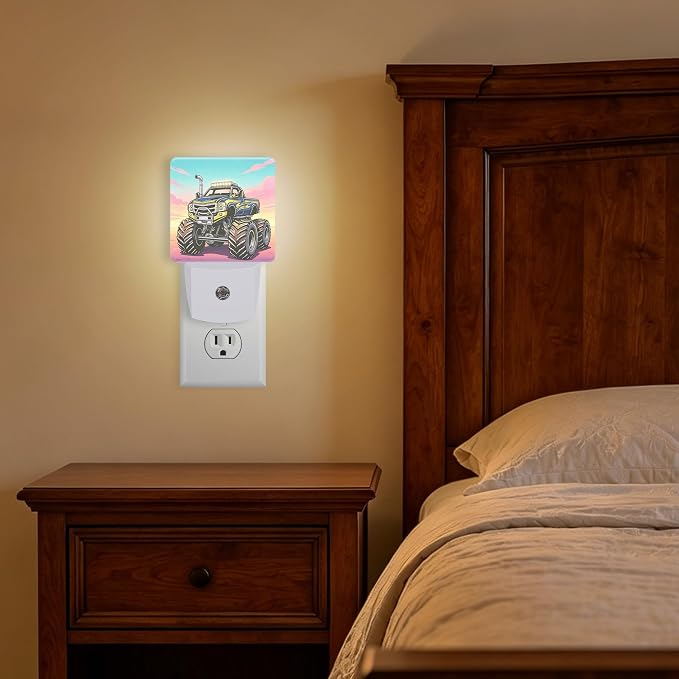 Night Light Cartoon SUV Off Road Night Lights Plug into Wall with Dusk to Dawn Smart Sensor for Bedroom Bathroom Hallway Kitchen, Warm Nightlights for Boys Girls Women Men