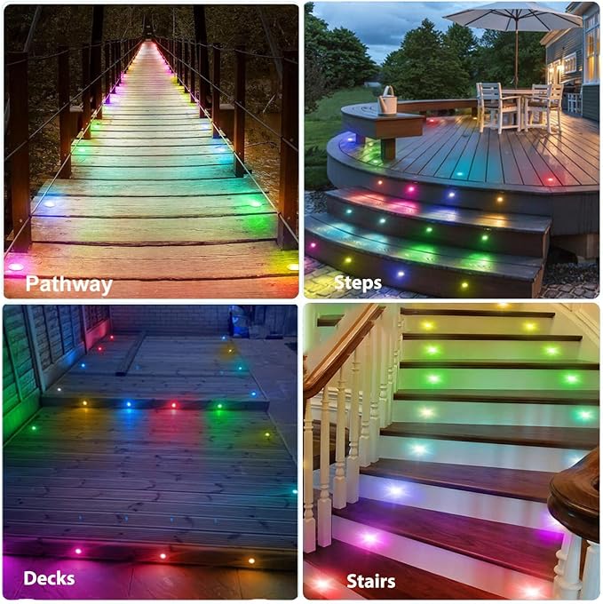 Sumaote LED Deck Lights Kit, 20 Pack 1.22" WiFi Smart RGBW+IC Multicolor | Recessed Low Voltage 12V IP67 Waterproof, App Control Dynamic Color Changing, for Outdoor Step Stair Garden Yard Landscape