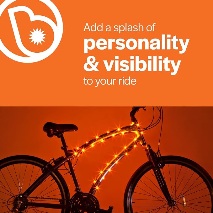 Brightz CosmicBrightz LED Bike Frame Rope Light - 6.5-Foot String Rope - Battery-Powered with On/Off Switch - Ultra Bright Color Keeps Your Ride Fun and Safe for Kids, Teens, & Adults